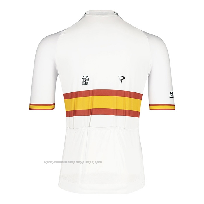 2022 Maillot Cyclisme Espagne Champion Ineos Blanc Rouge Manches Courtes et Cuissard